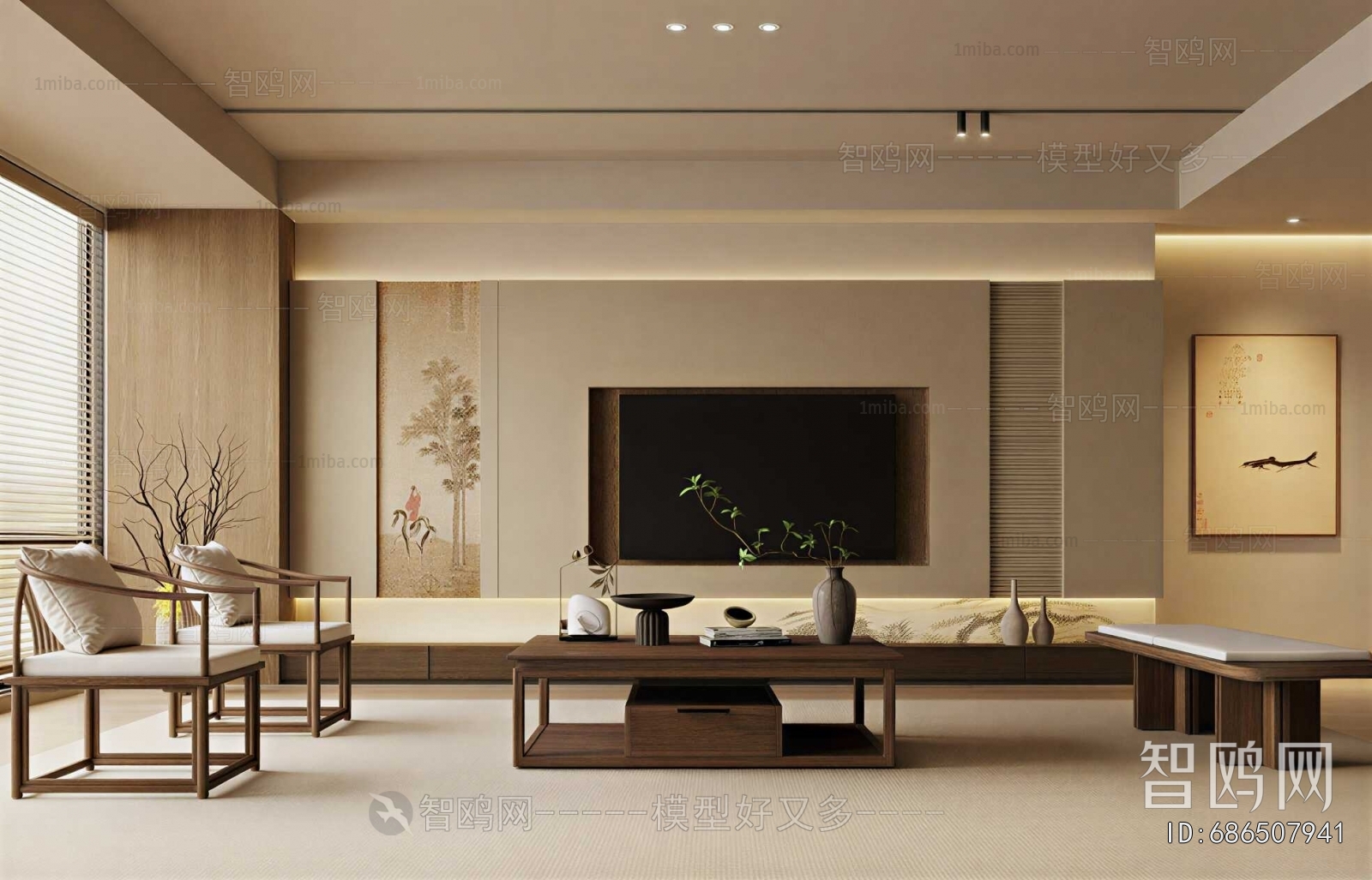 New Chinese Style A Living Room