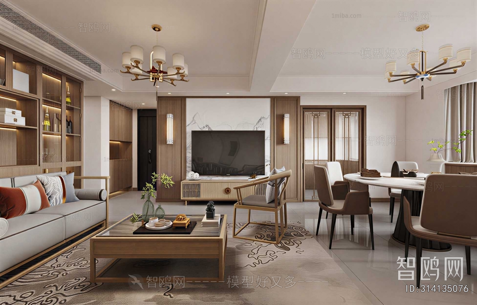 New Chinese Style A Living Room