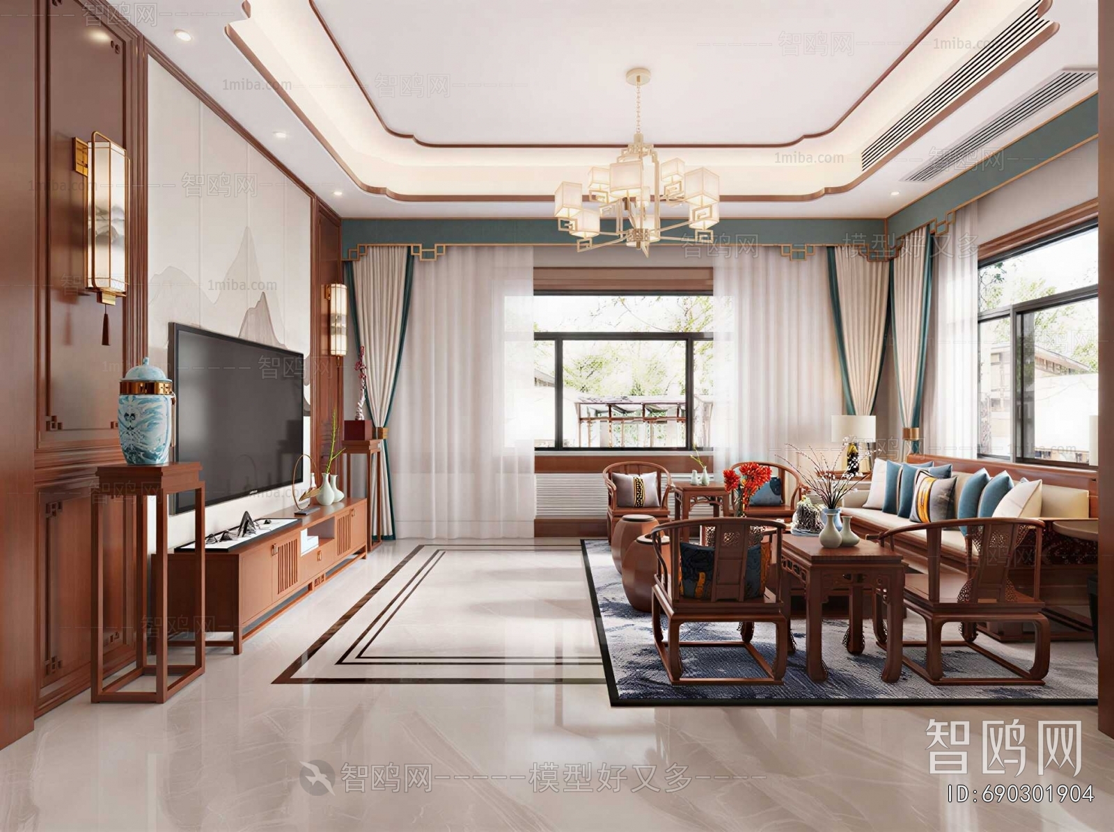 New Chinese Style A Living Room