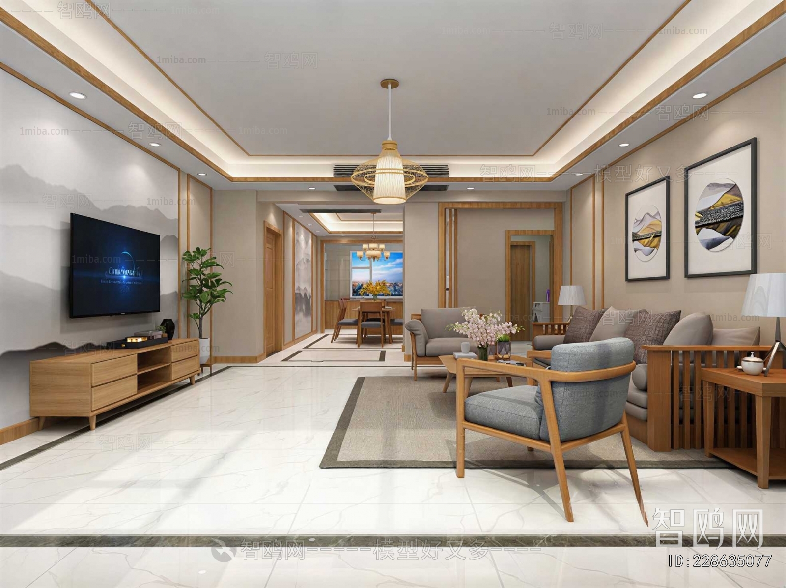 New Chinese Style A Living Room