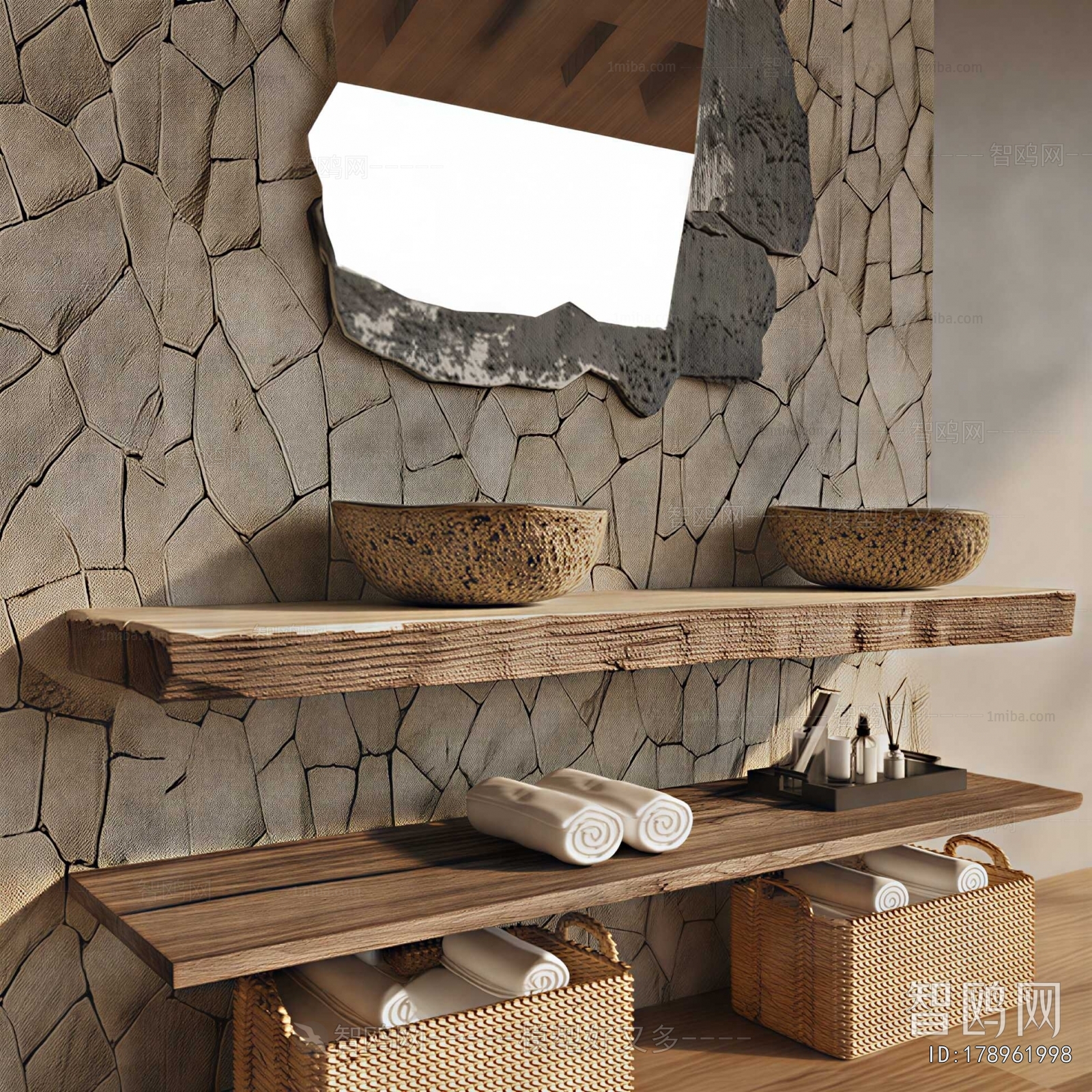 Wabi-sabi Style Bathroom Cabinet