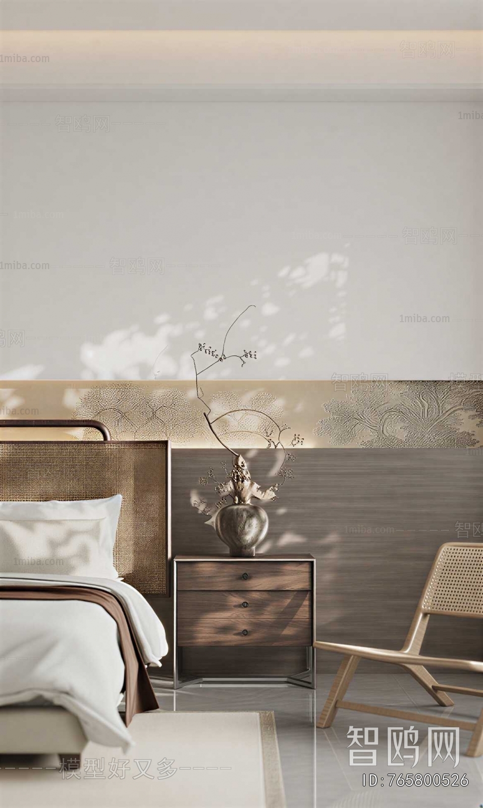 Wabi-sabi Style Bedside Cupboard