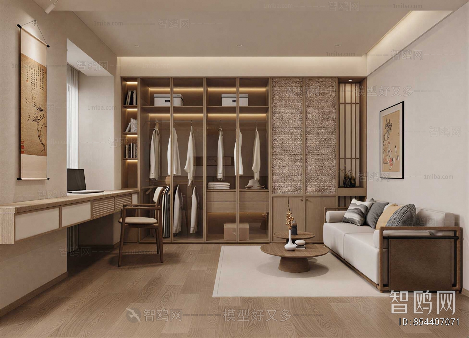 New Chinese Style Clothes Storage Area