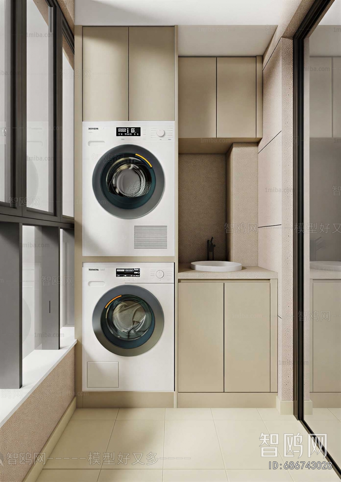 Modern Balcony Laundry Room