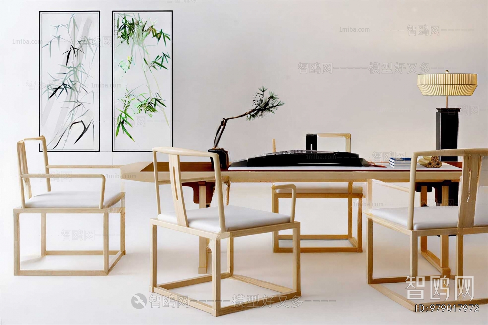 New Chinese Style Computer Desk And Chair