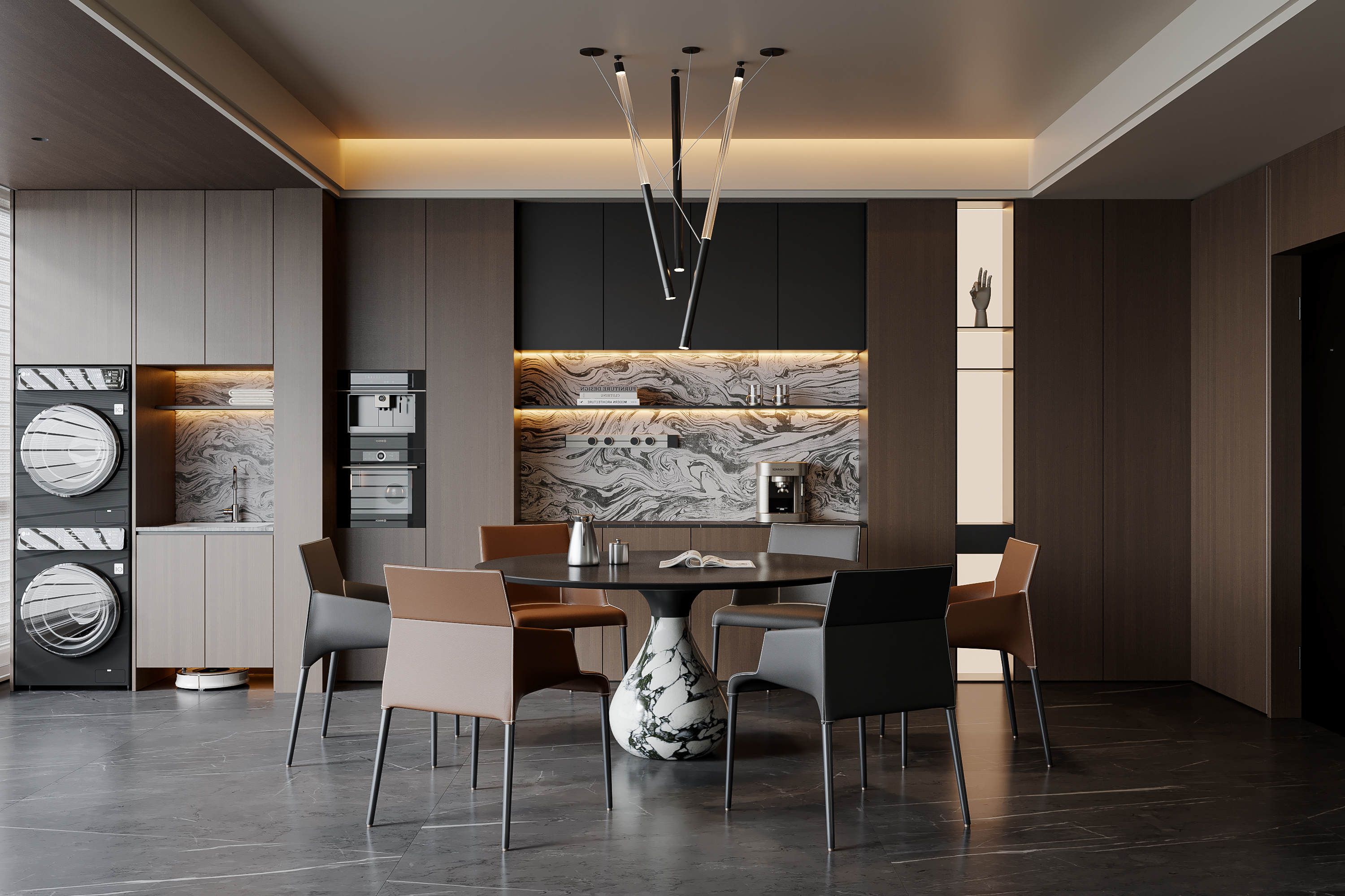 现代意式餐厅su模型下载