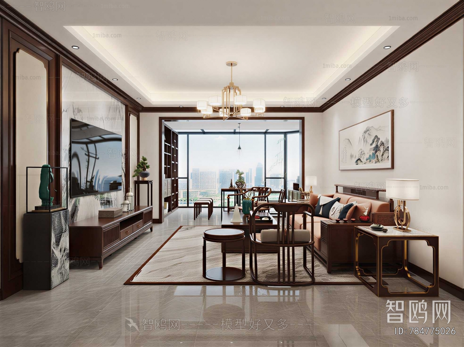 New Chinese Style A Living Room