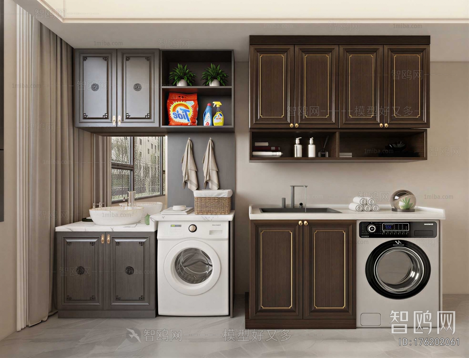 New Chinese Style Laundry Cabinet