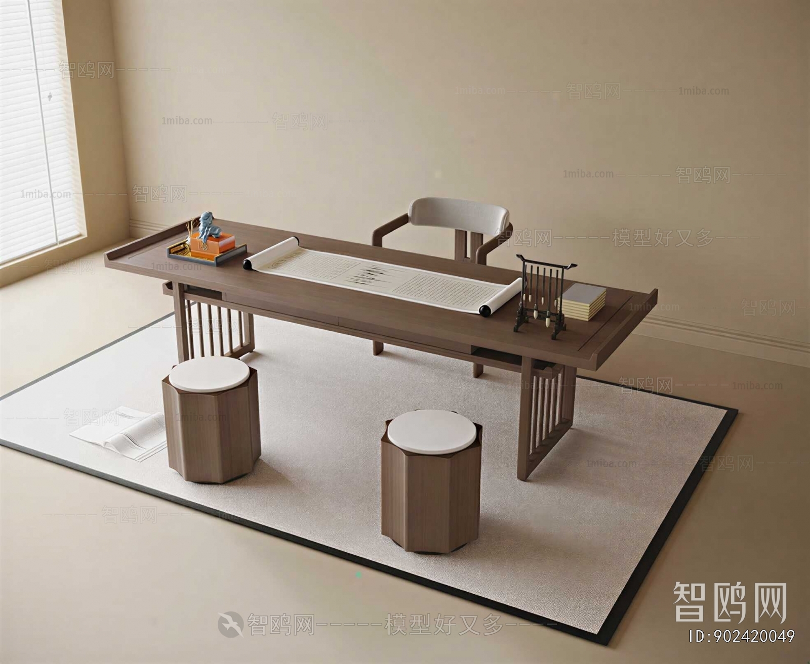 New Chinese Style Computer Desk And Chair