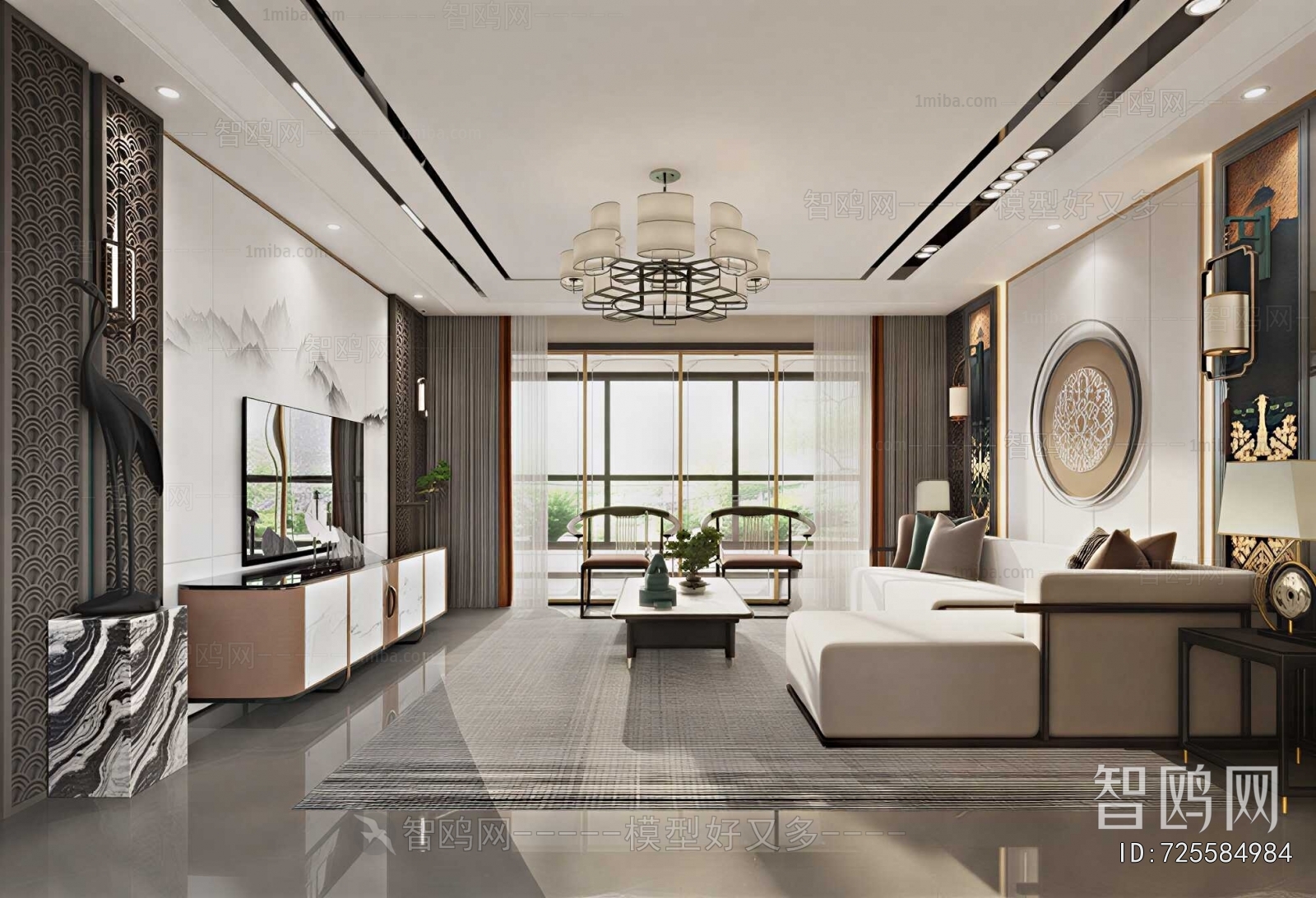 New Chinese Style A Living Room