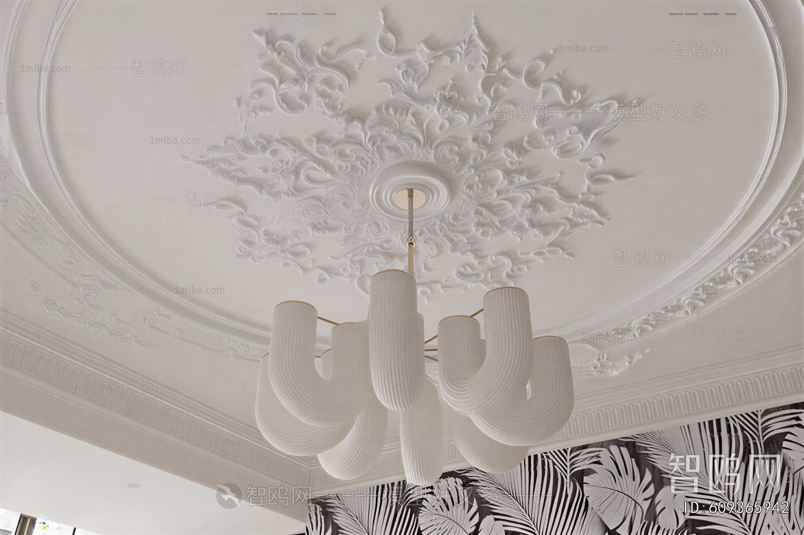 French Style Plaster Carved Top Plate