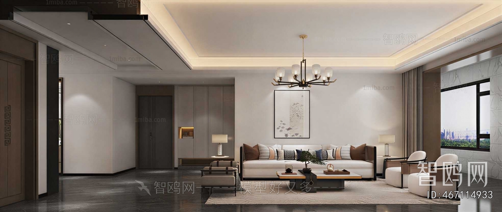 New Chinese Style A Living Room