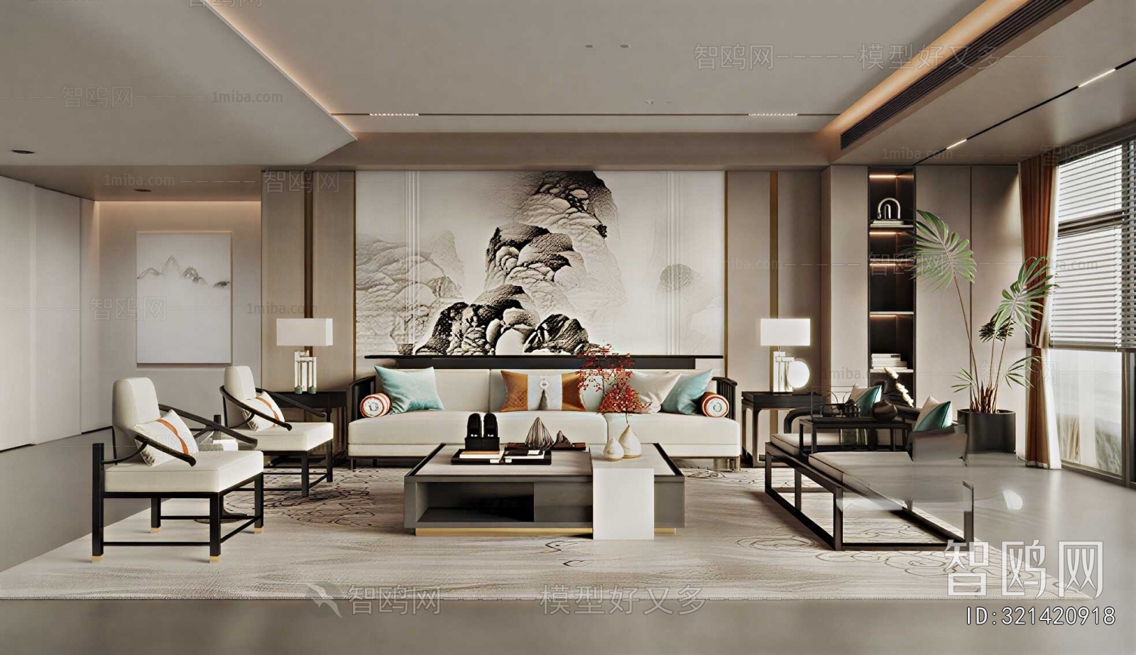 New Chinese Style A Living Room