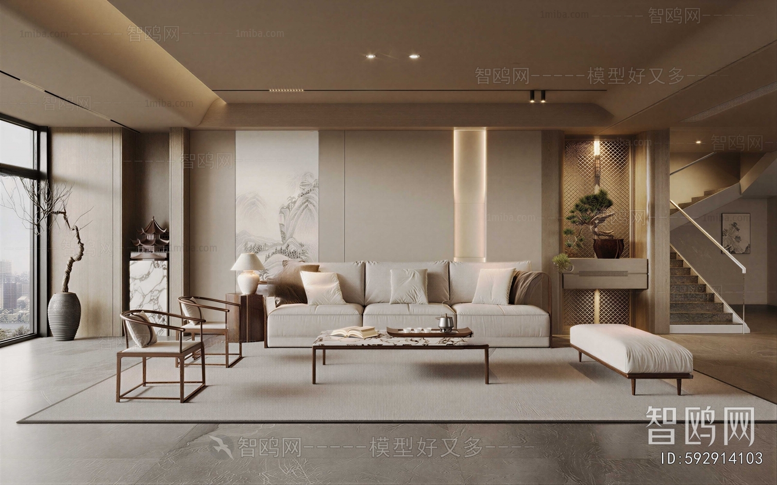 New Chinese Style A Living Room