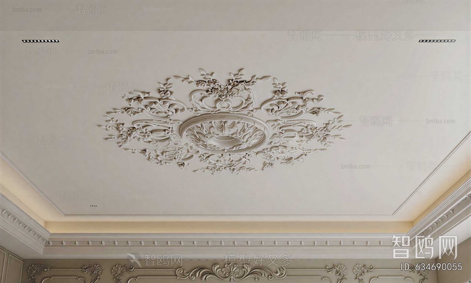 European Style Plaster Carved Top Plate