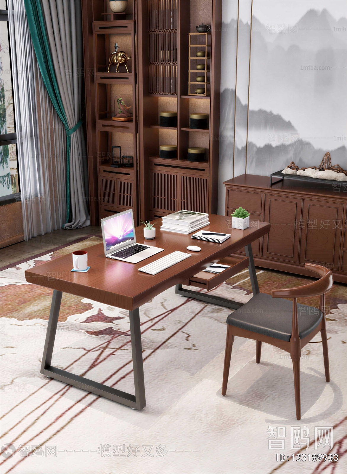 New Chinese Style Office Desk And Chair