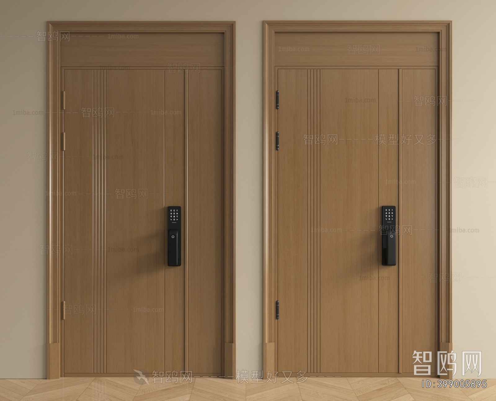New Chinese Style Unequal Double Door