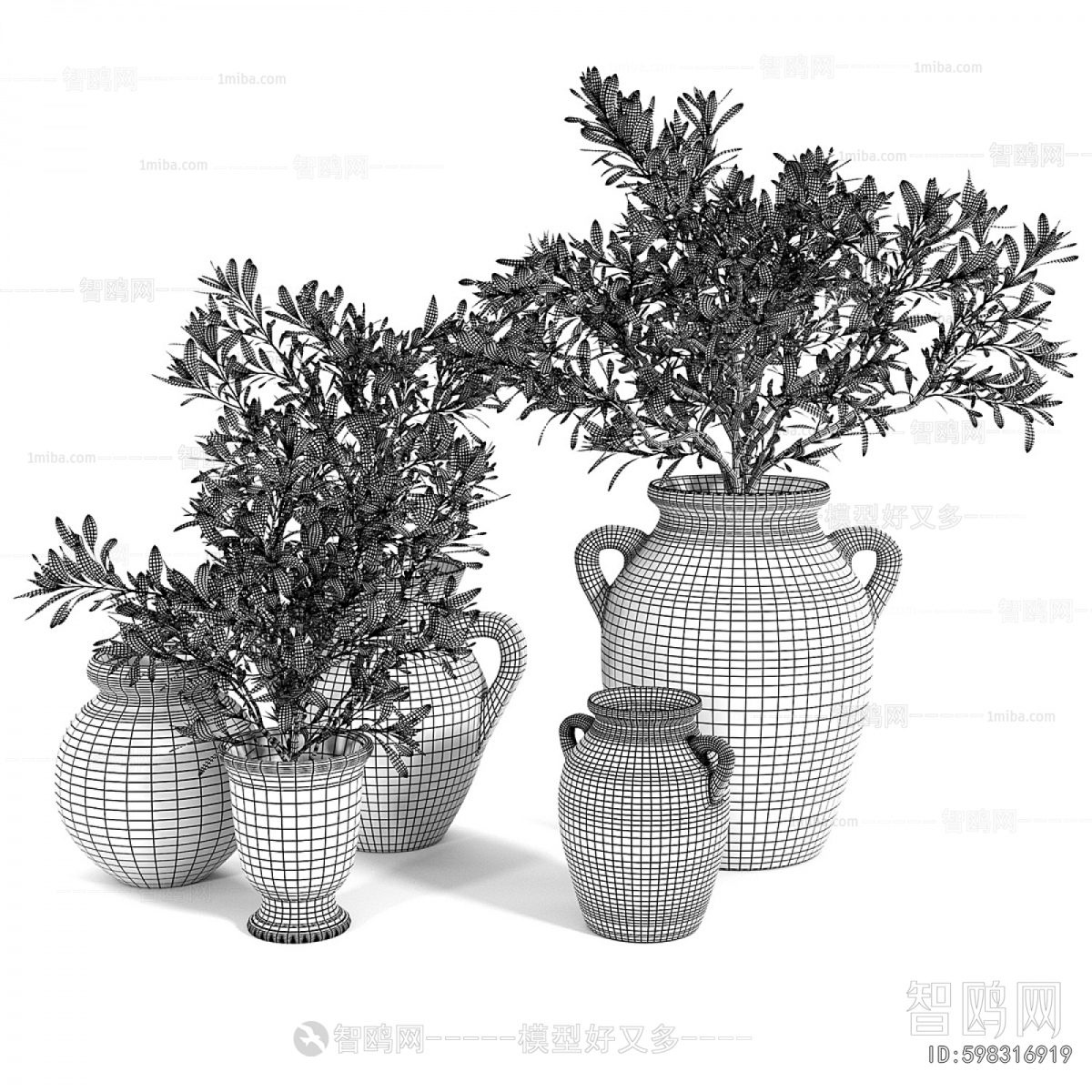 Modern Potted Green Plant