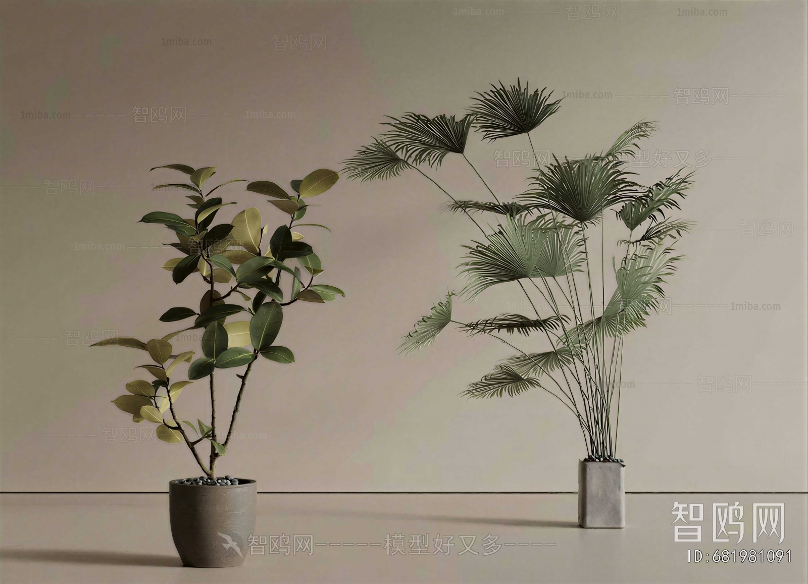 Modern Ground Green Plant Potted Plants