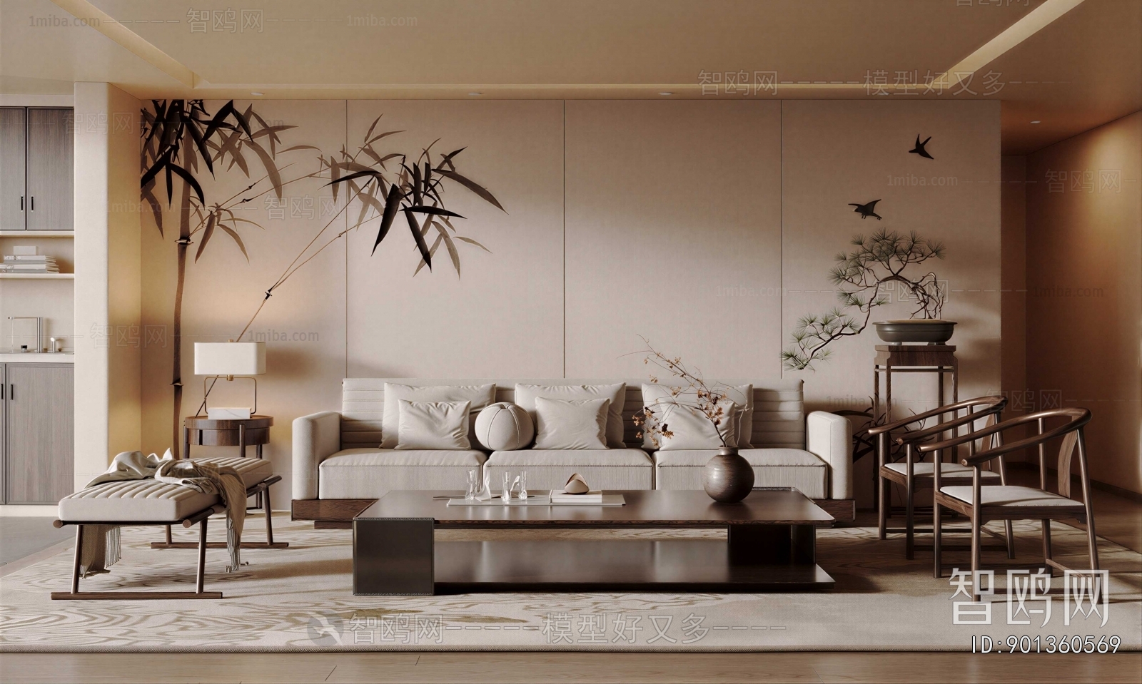 New Chinese Style A Living Room