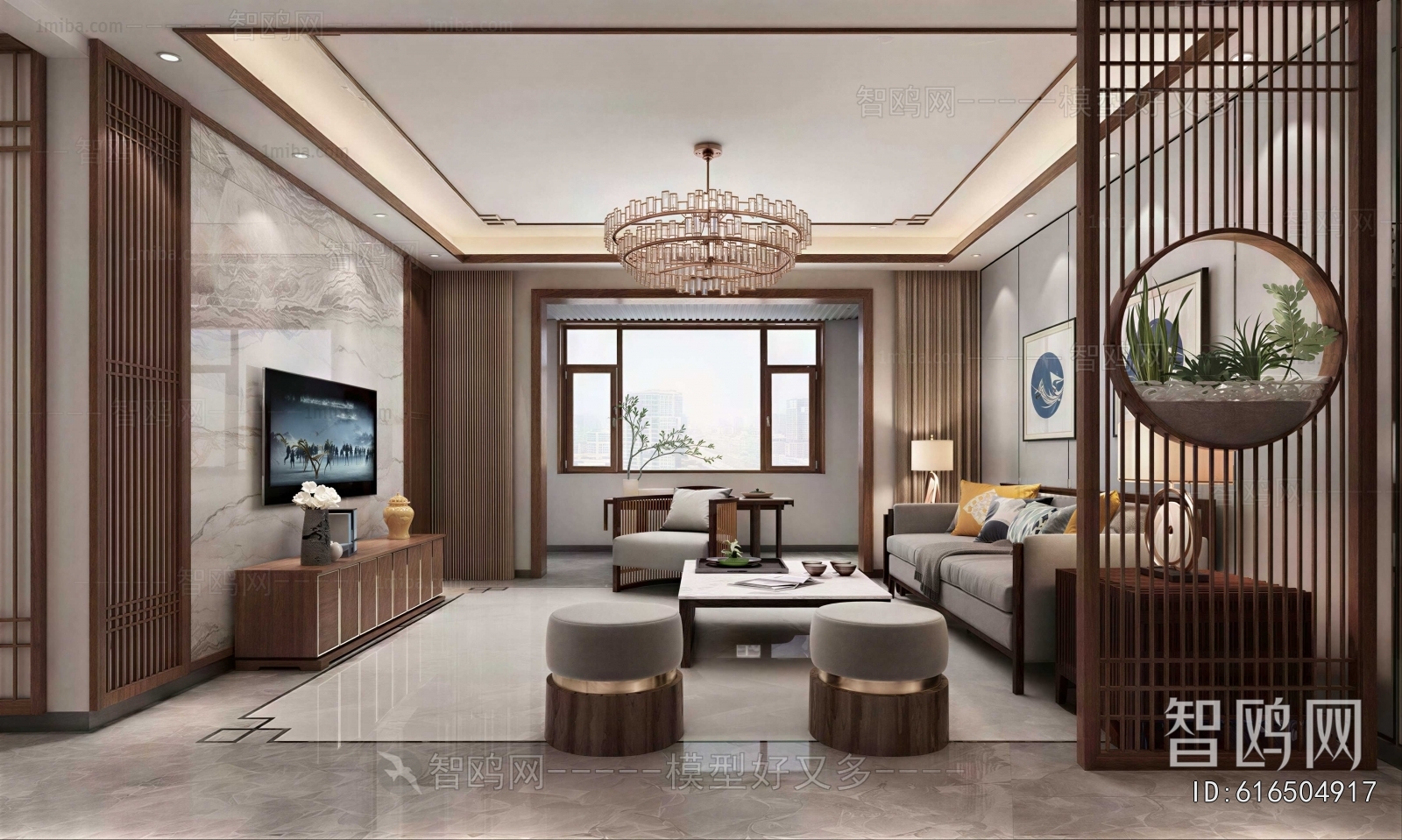 New Chinese Style A Living Room