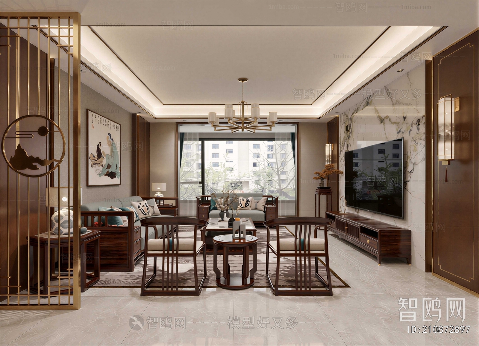 New Chinese Style A Living Room