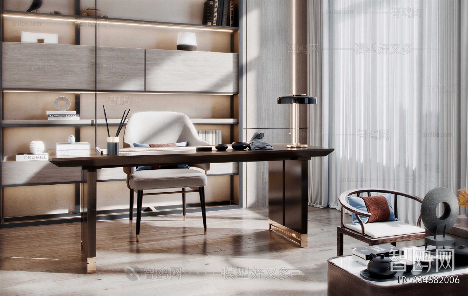 New Chinese Style Computer Desk And Chair