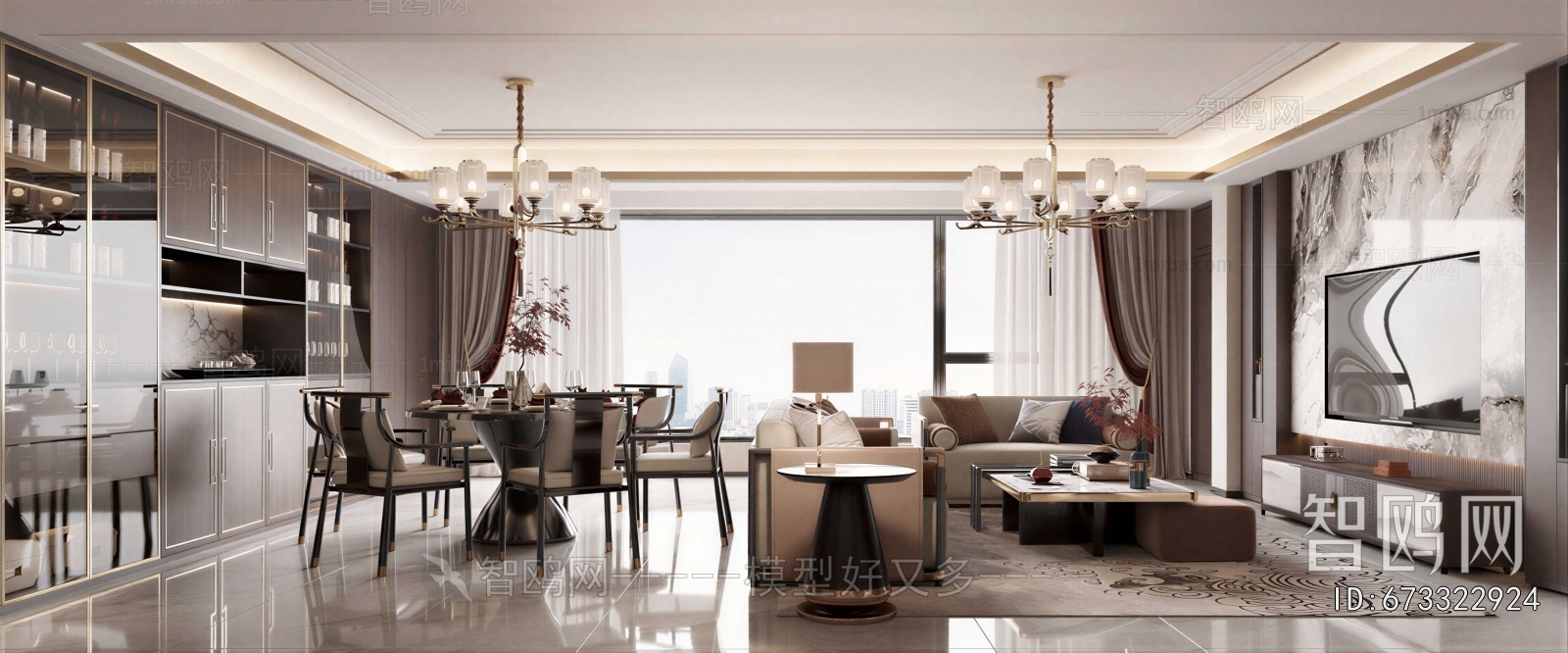 New Chinese Style A Living Room