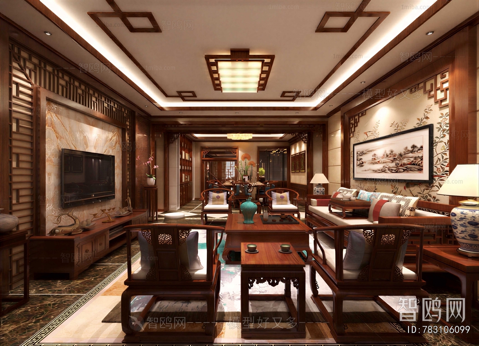 New Chinese Style A Living Room