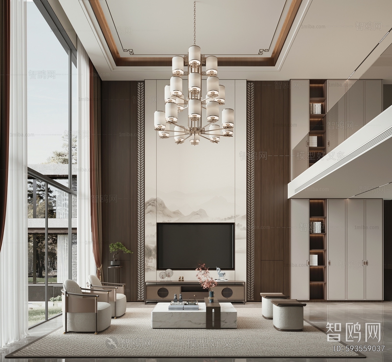 New Chinese Style A Living Room