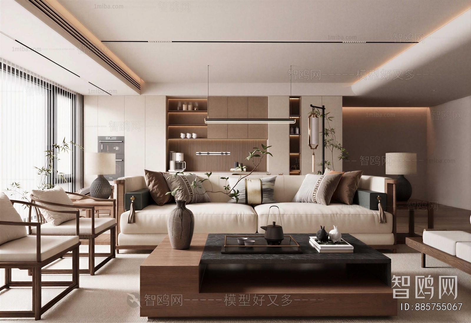 New Chinese Style A Living Room