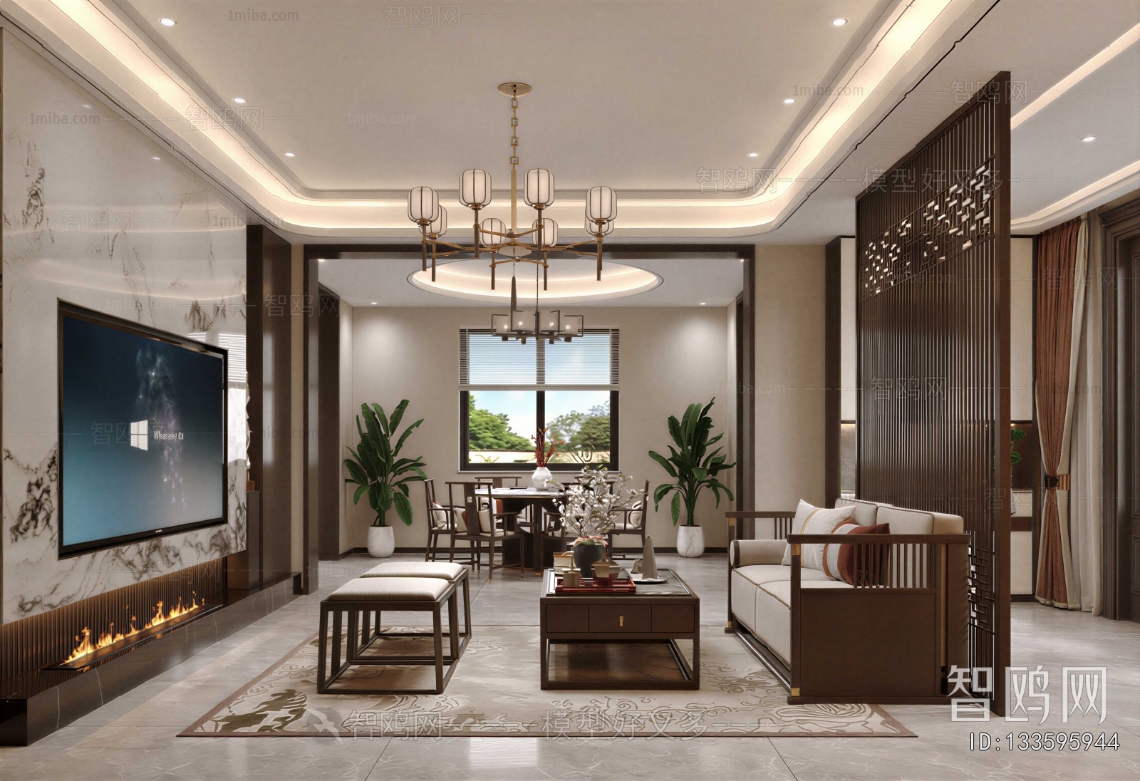 New Chinese Style A Living Room