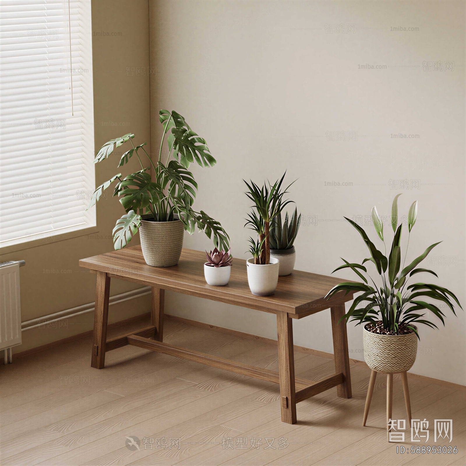 Modern Potted Green Plant