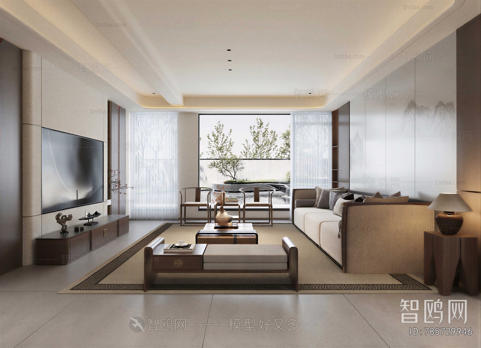 New Chinese Style A Living Room