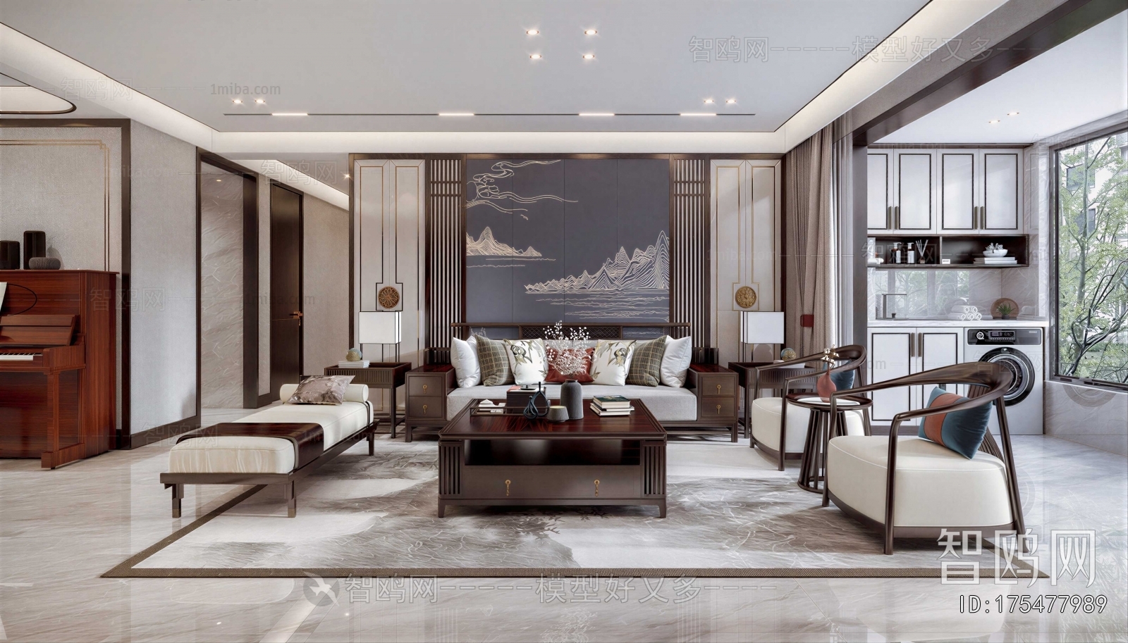 New Chinese Style A Living Room