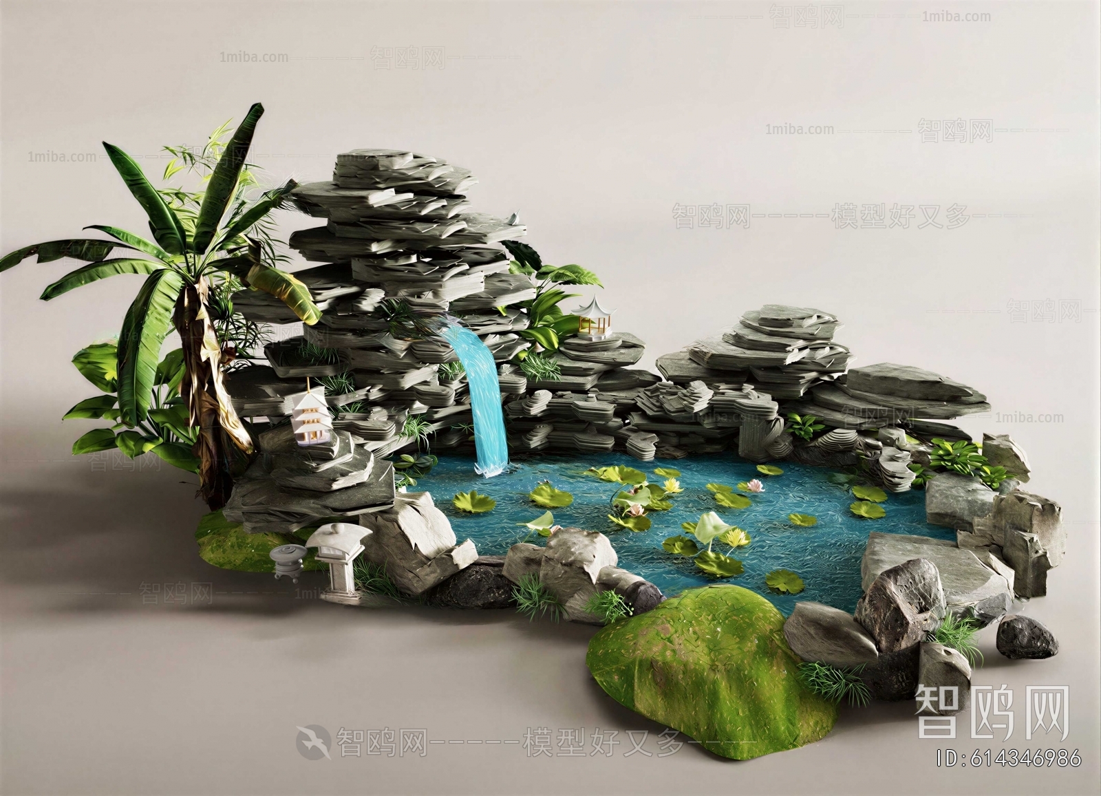 New Chinese Style Rockery Waterscape