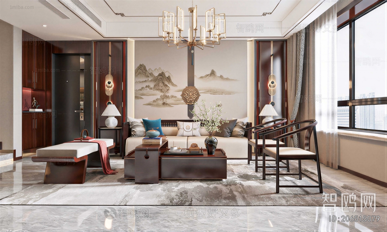 New Chinese Style A Living Room