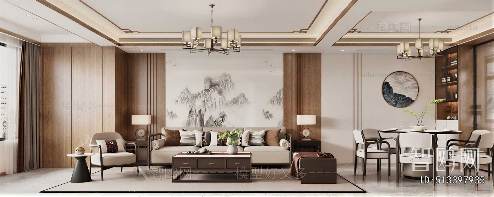 New Chinese Style A Living Room