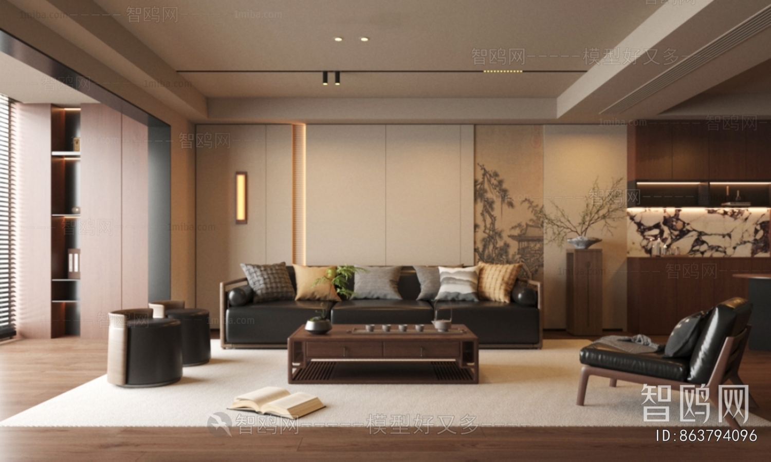 New Chinese Style A Living Room