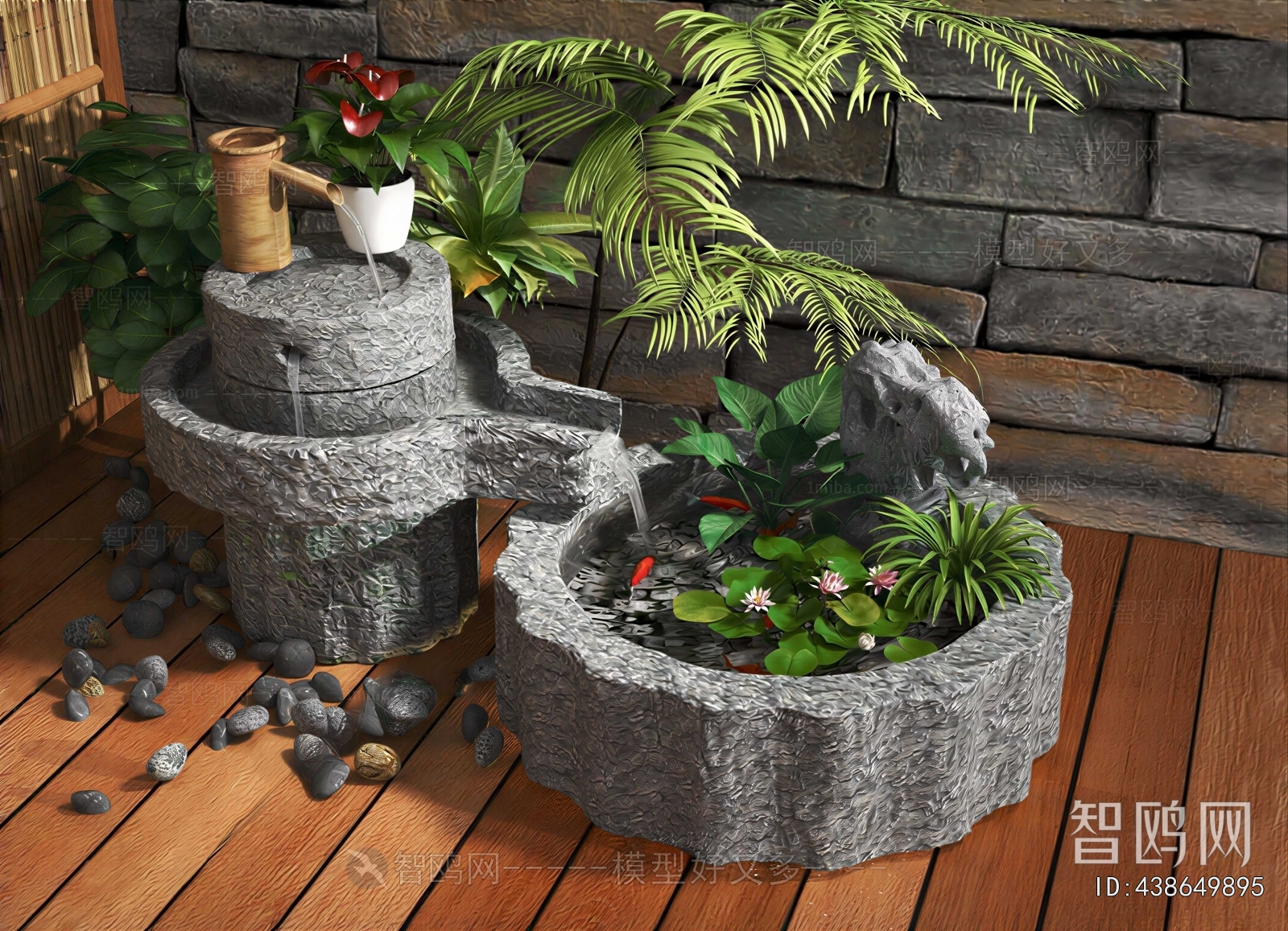 New Chinese Style Rockery Waterscape