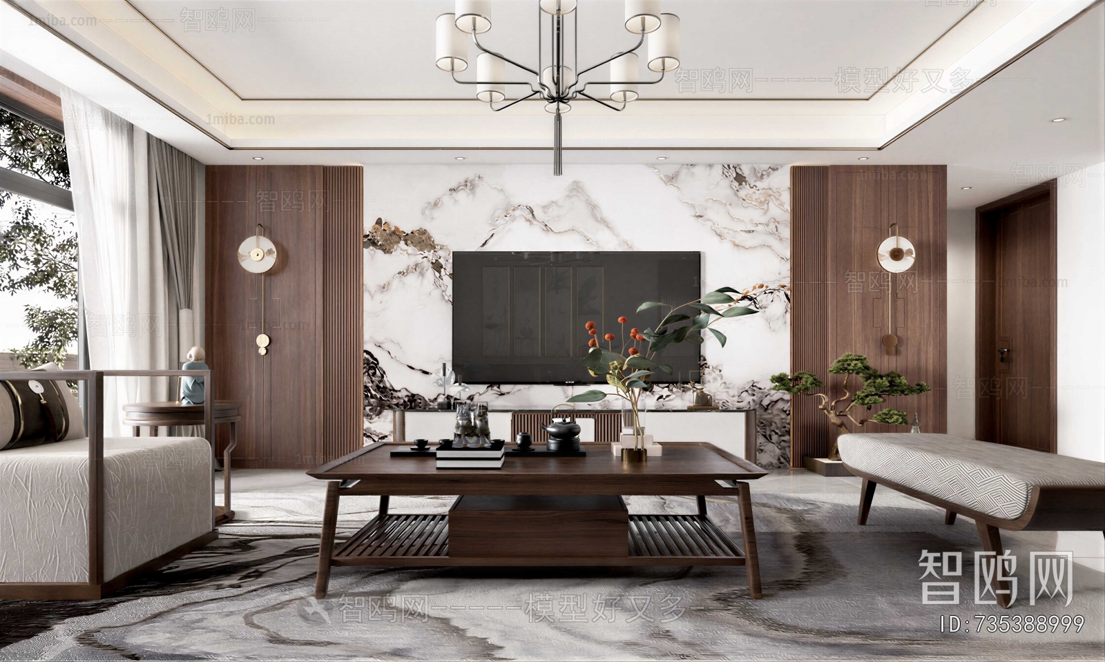 New Chinese Style A Living Room