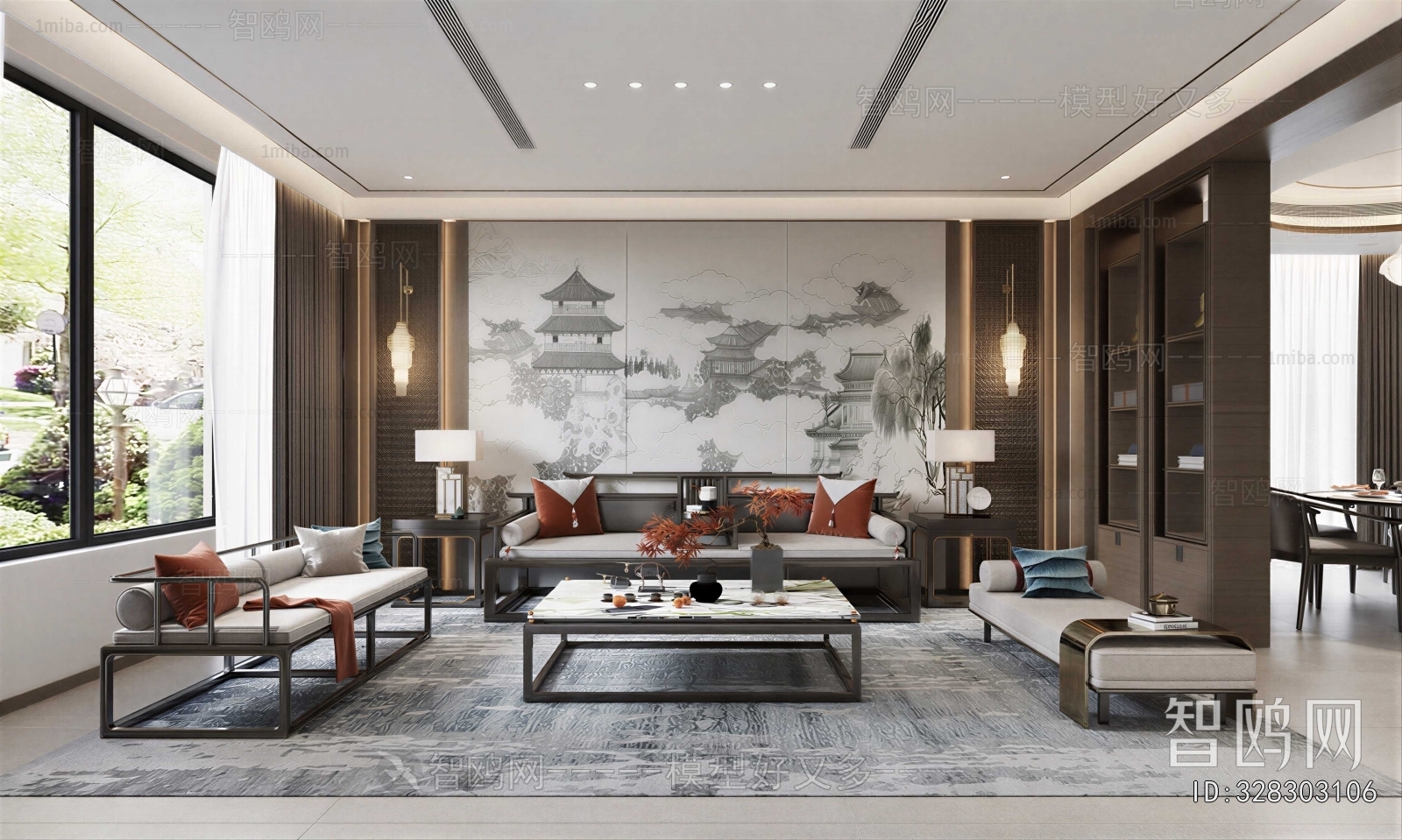 New Chinese Style A Living Room