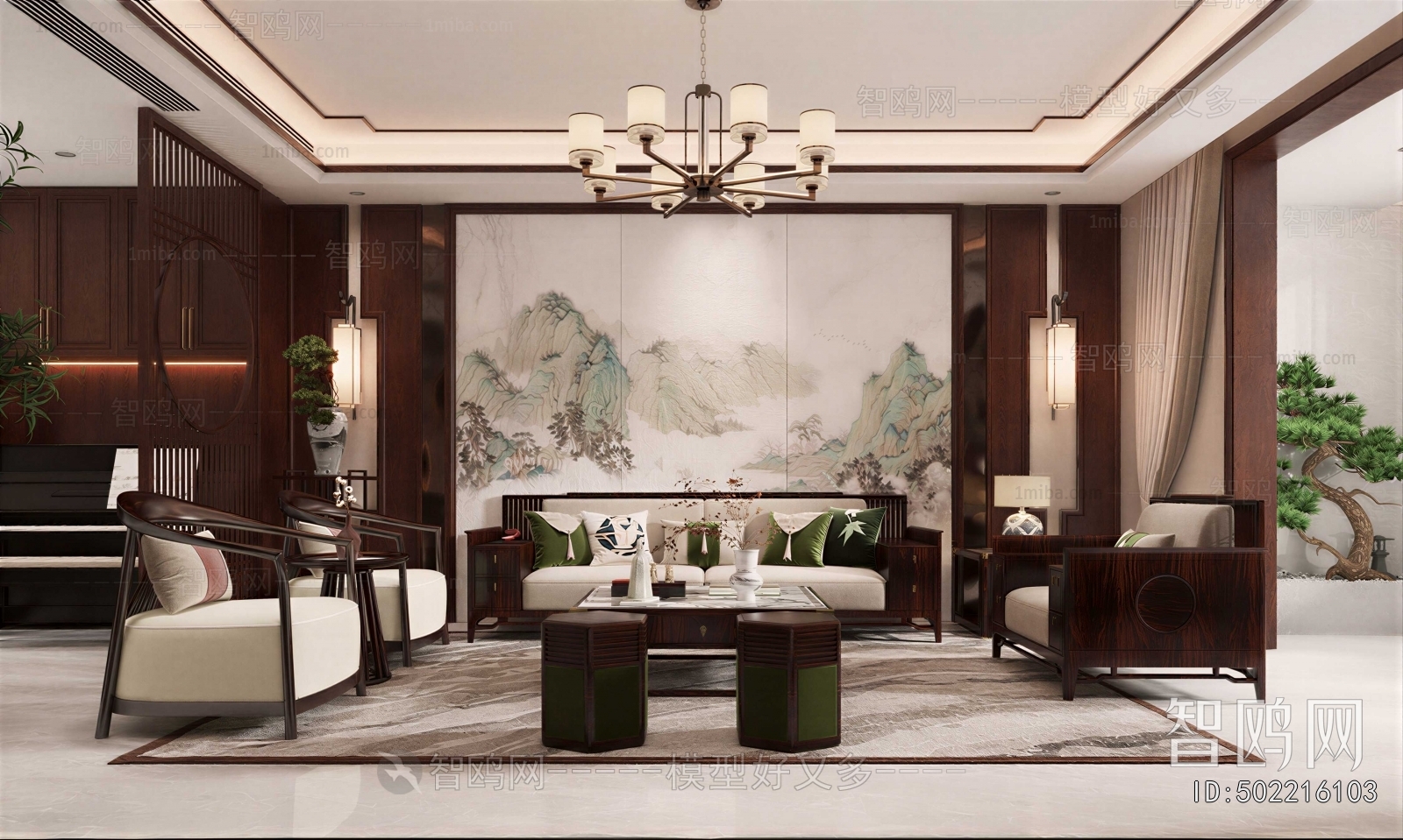 New Chinese Style A Living Room