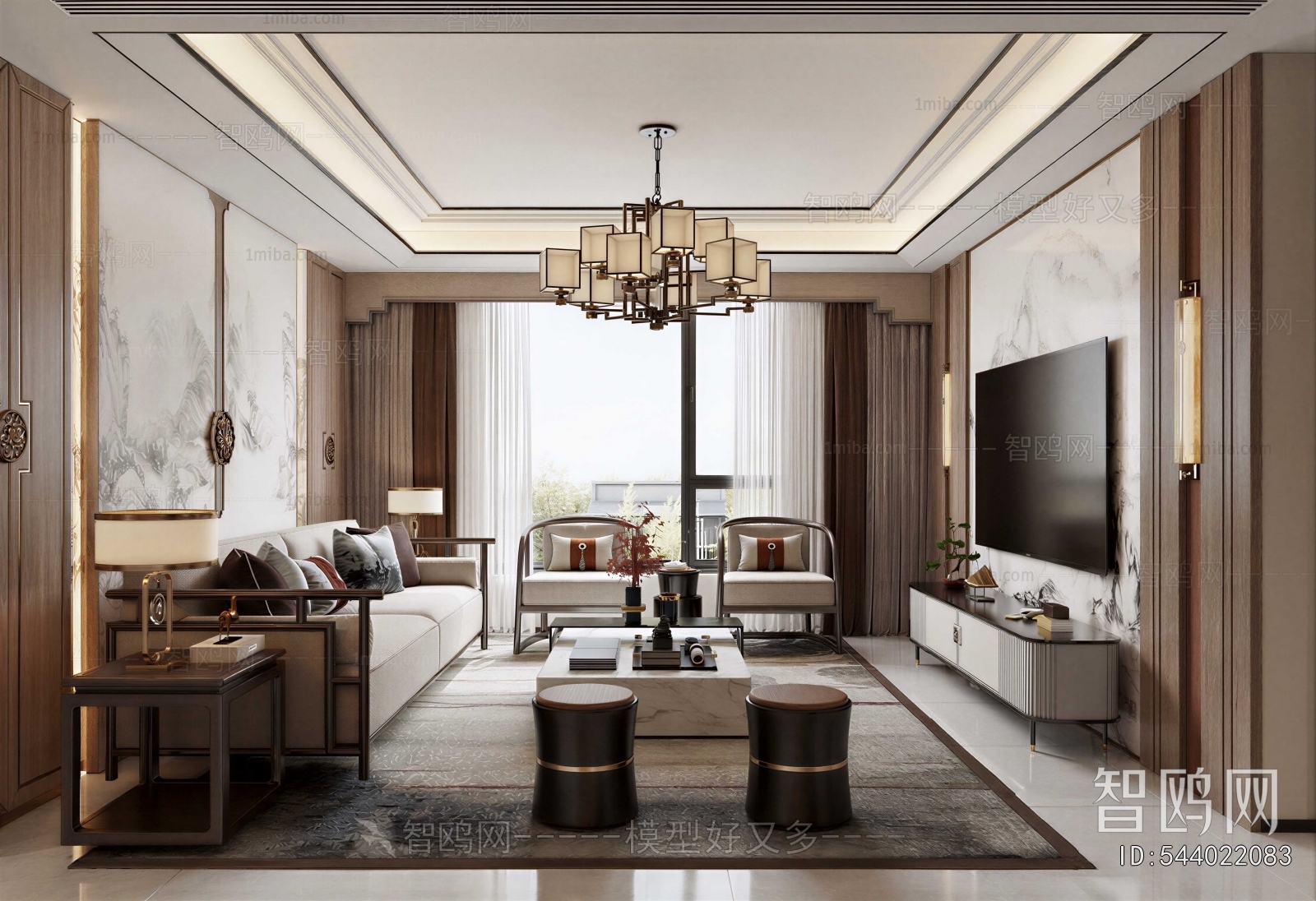 New Chinese Style A Living Room