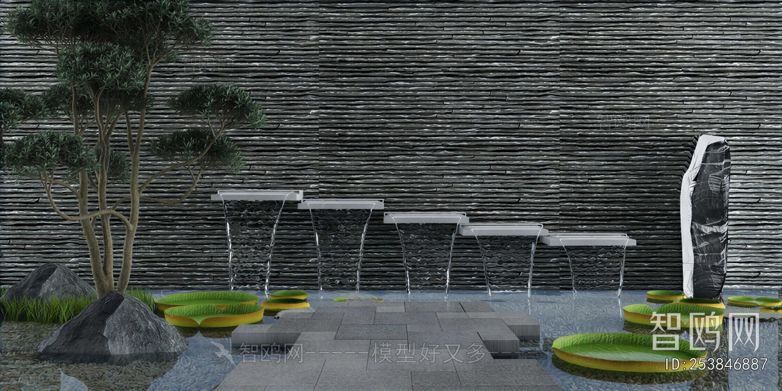 New Chinese Style Rockery Waterscape