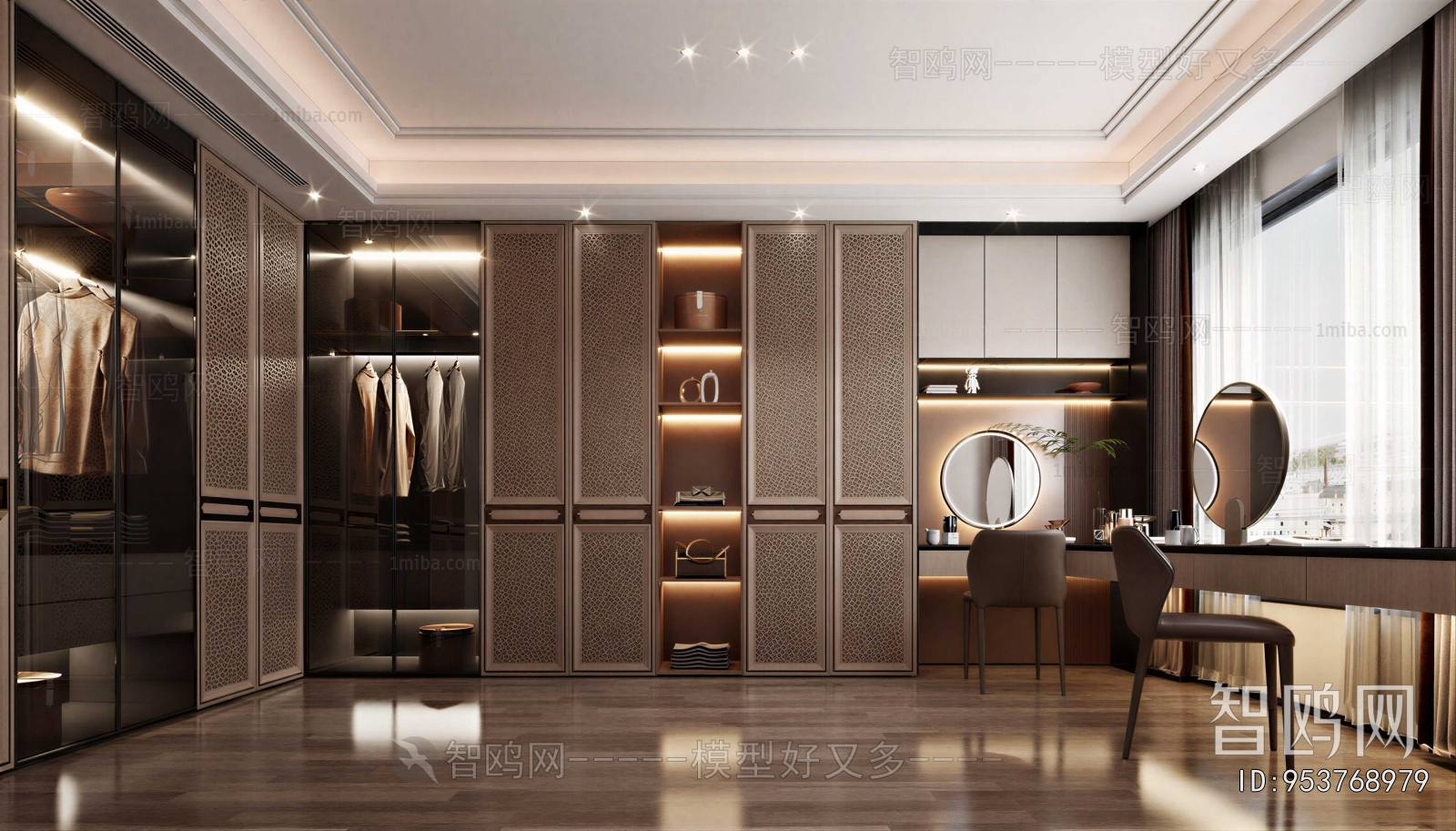 New Chinese Style Clothes Storage Area