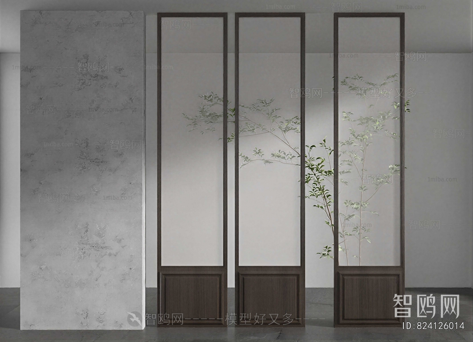 Wabi-sabi Style Glass Screen Partition