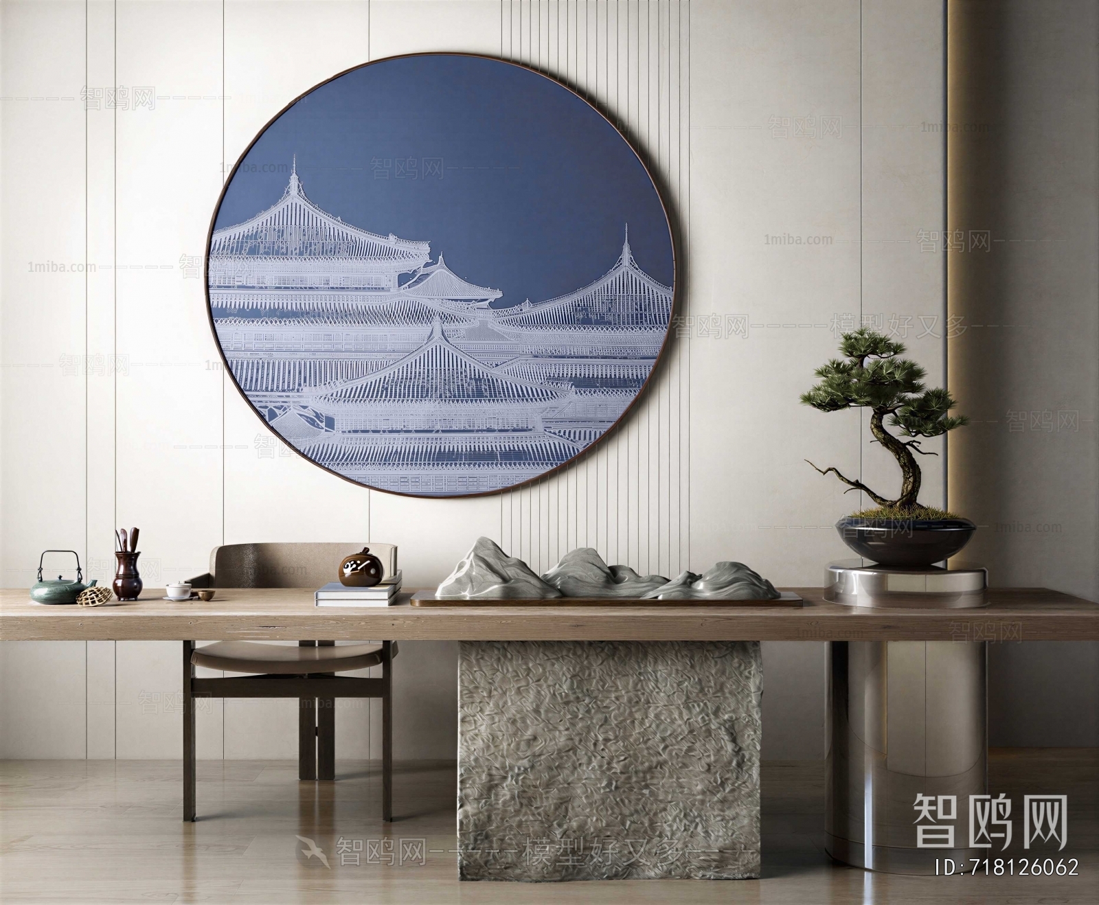 New Chinese Style Computer Desk And Chair