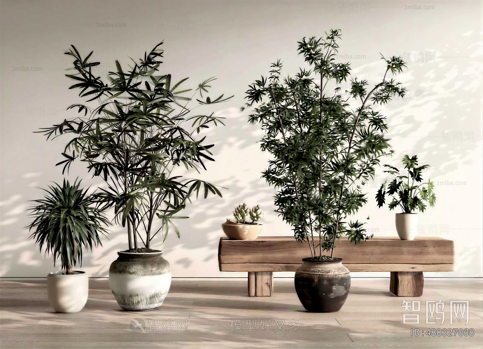 Wabi-sabi Style Ground Green Plant Potted Plants