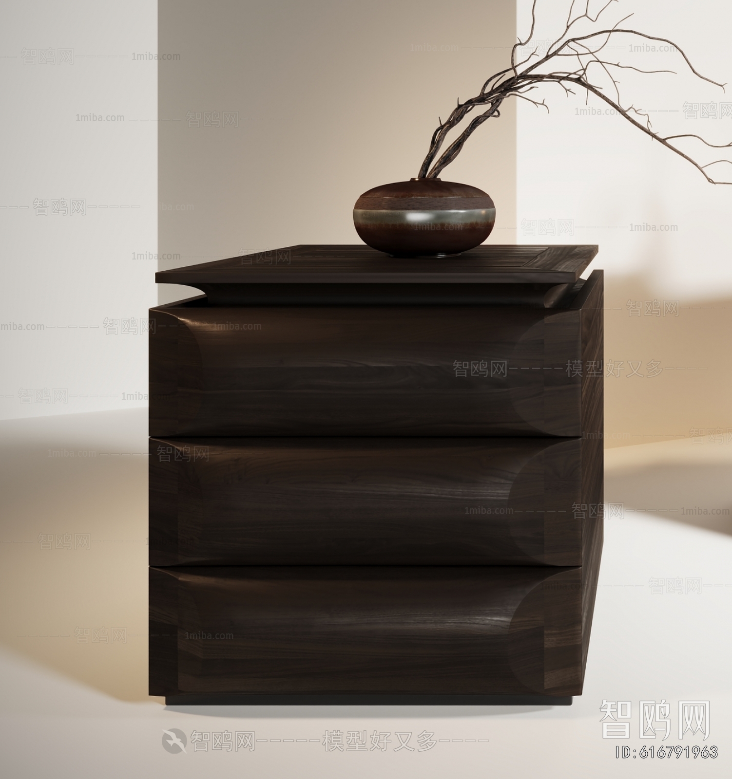 Wabi-sabi Style Bedside Cupboard